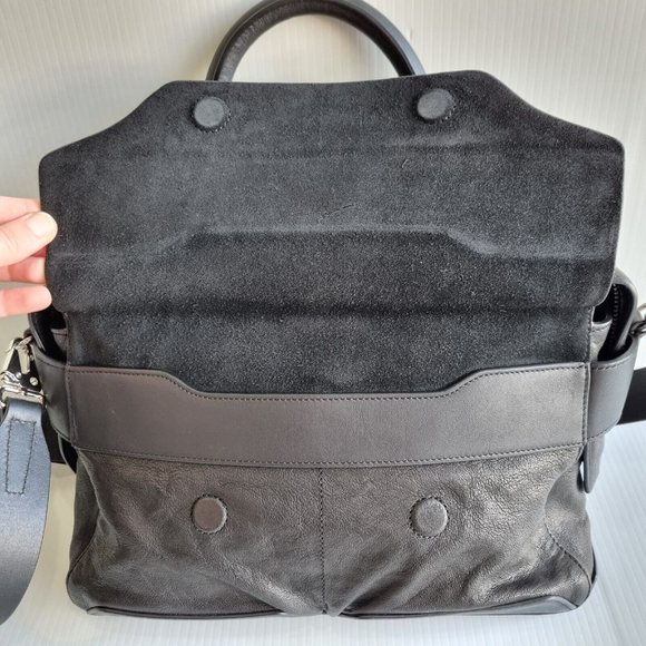 Rag & Bone Pilot Satchel Black Lamb Leather Crossbody Shoulder Bag - Picture 7 of 14